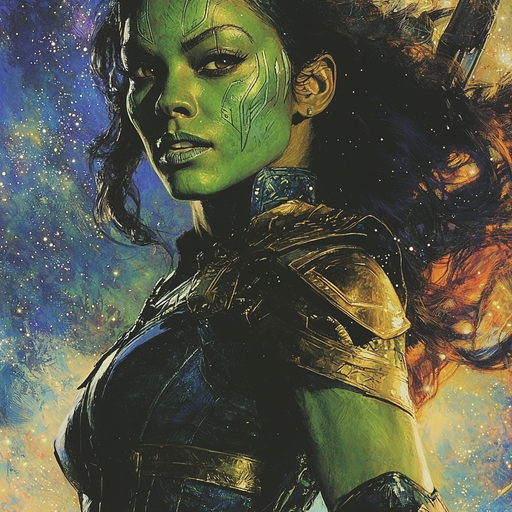 Zoe Saldana: The Cosmic Navigator Of Guardians Of The Galaxy Painting By Diamonds Kit