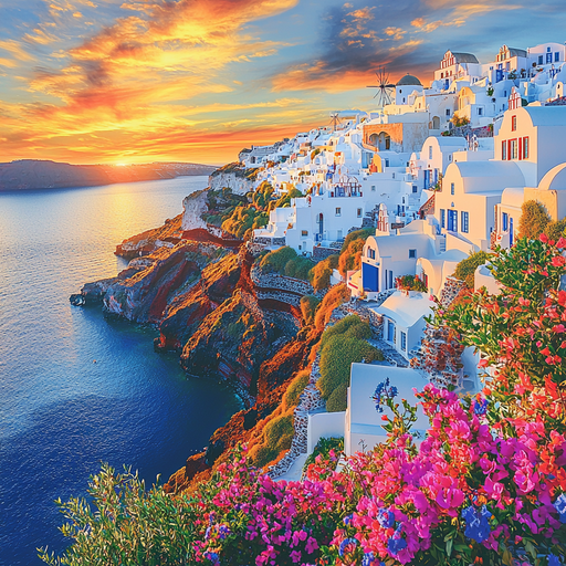 Santorini Cliffs Diamonded Painting Kits