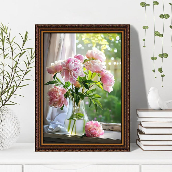 Floral Vase Diamond Painting Kit With Wooden Frame