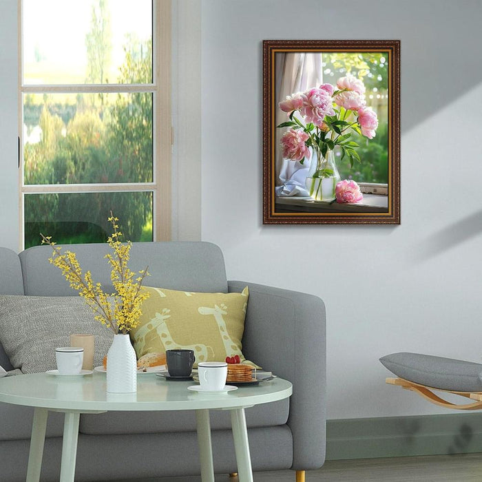 Floral Vase Diamond Painting Kit With Wooden Frame