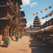 Patan Durbar Square Paint By Color