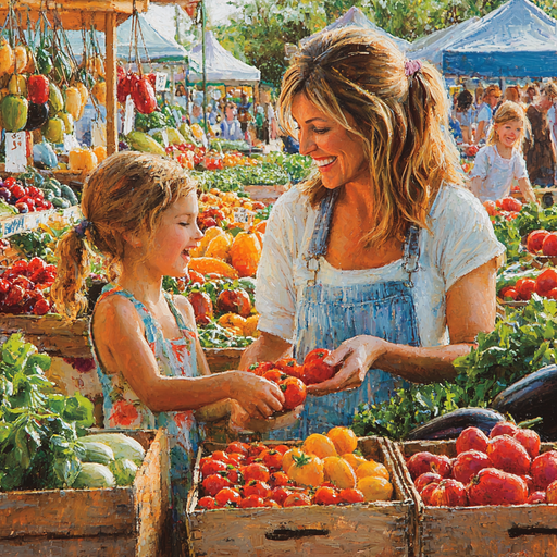 Sunny Smiles: A Day At The Farmer's Market Painting By Diamonds Kit
