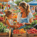 Sunny Smiles: A Day At The Farmer's Market Painting By Diamonds Kit