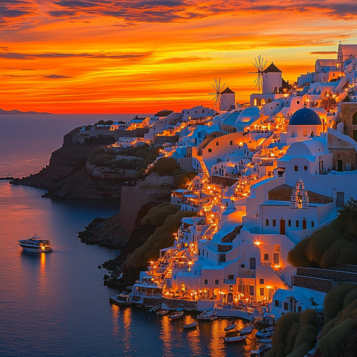 Santorini Sunset Views Paint By Diamonds Kits