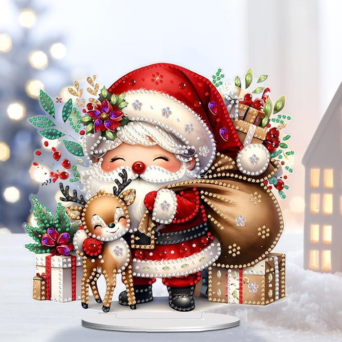 5D Festive Santa And Reindeer Design Paint By Diamond Kit