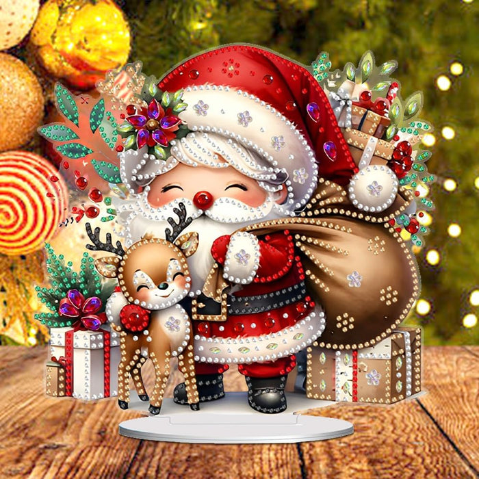 5D Festive Santa And Reindeer Design Paint By Diamond Kit