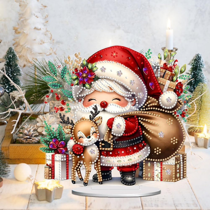 5D Festive Santa And Reindeer Design Paint By Diamond Kit