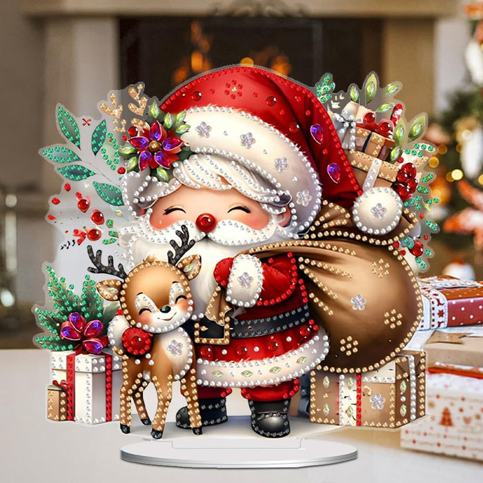 5D Festive Santa And Reindeer Design Paint By Diamond Kit