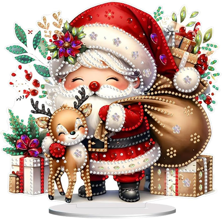 5D Festive Santa And Reindeer Design Paint By Diamond Kit