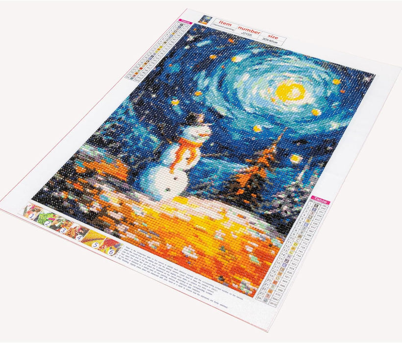 5D Snowman In Starry Night Diamond Art Painting Kits