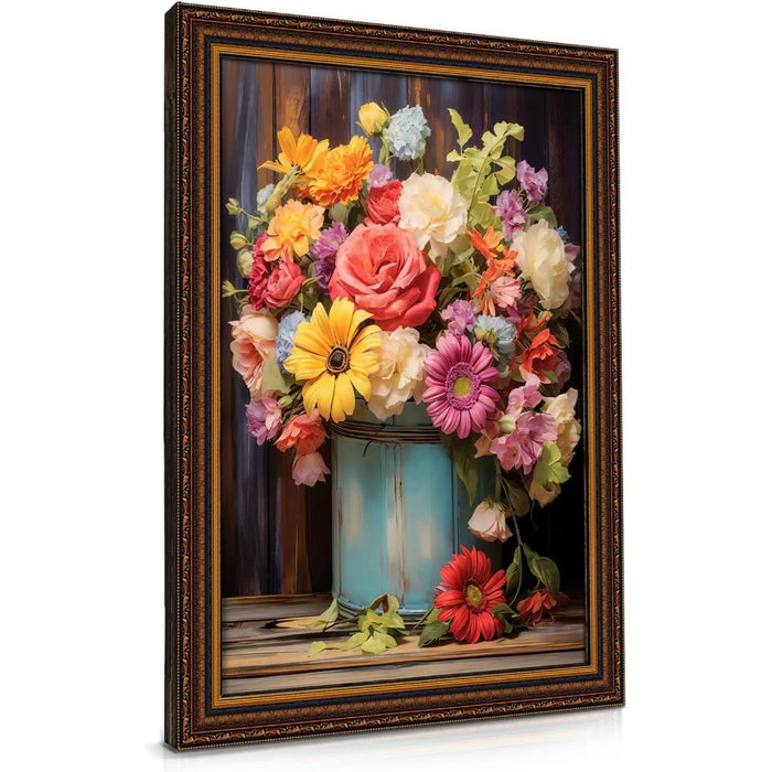 Floral Vase Diamond Painting Kit With Wooden Frame