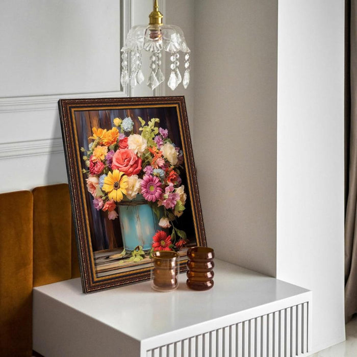 Floral Vase Diamond Painting Kit With Wooden Frame