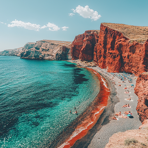 Santorini's Red Beach Paint By Diamonds