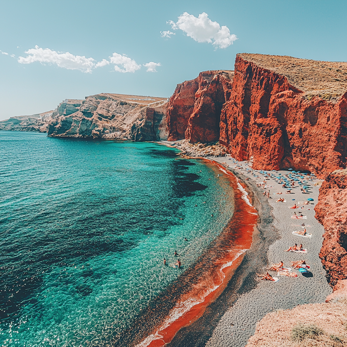 Santorini's Red Beach Paint By Diamonds