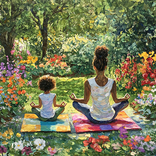Sunkissed Harmony: A Mother-Child Yoga Session Paint By Diamond