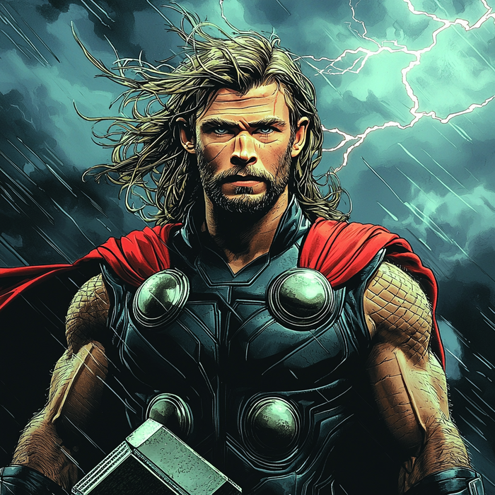 Chris Hemsworth: The Thunderous Force Of Thor Painting By Diamonds Kit