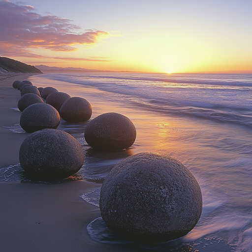 Moeraki Boulders - New Zealand Painting Diamond Kit