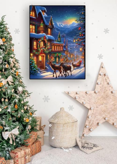 Christmas Reindeer And Winter Village Diamond Painting Kits