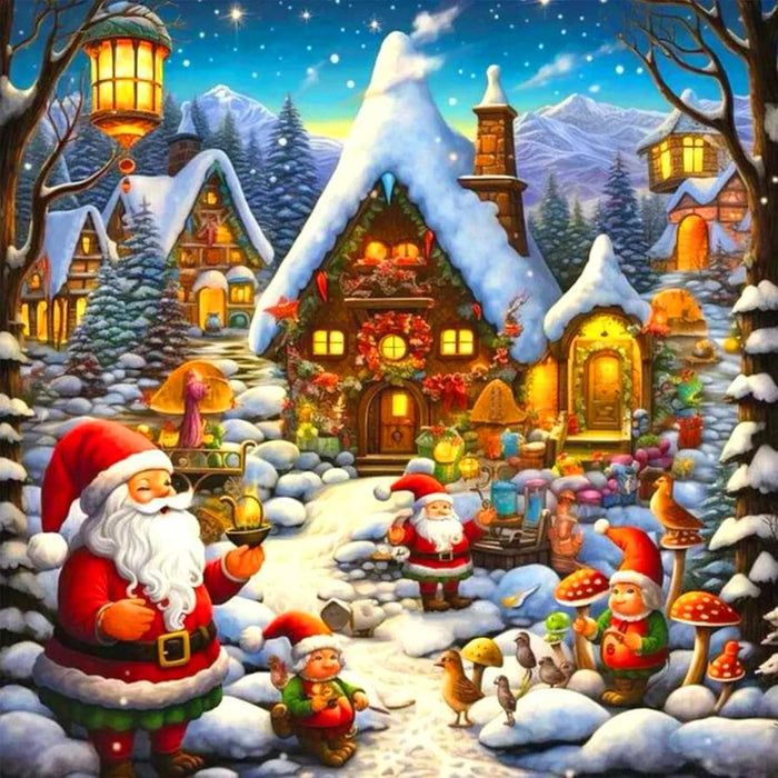 Christmas Santa Claus Cottage Diamond Painting Kit