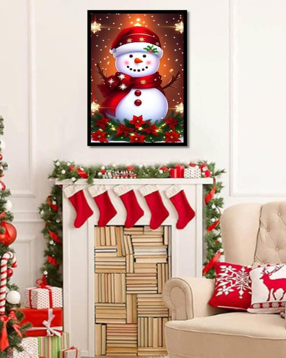 Festive Snowman Brightens Holidays Print Paint By Diamond Kit