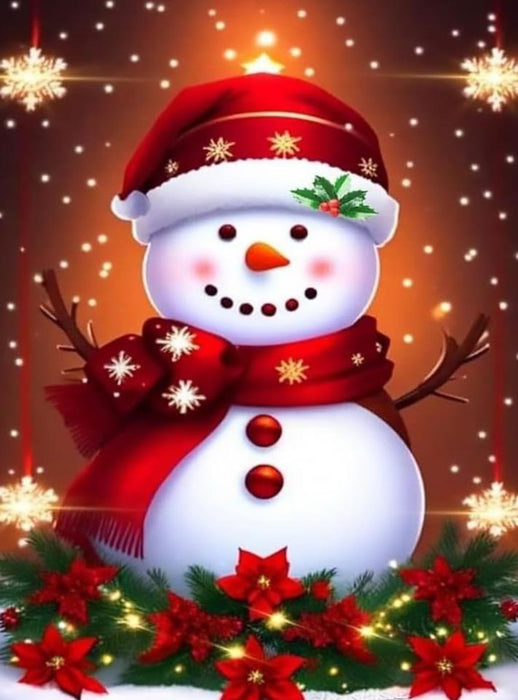 Festive Snowman Brightens Holidays Print Paint By Diamond Kit