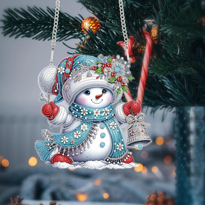 Festive Snowman Hanging Ornament Design Paint By Diamond Kit