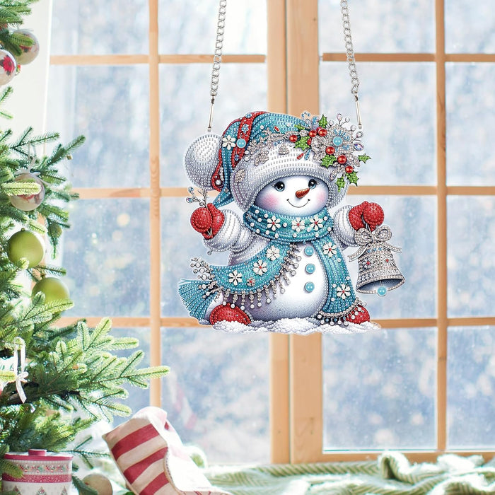 Festive Snowman Hanging Ornament Design Paint By Diamond Kit