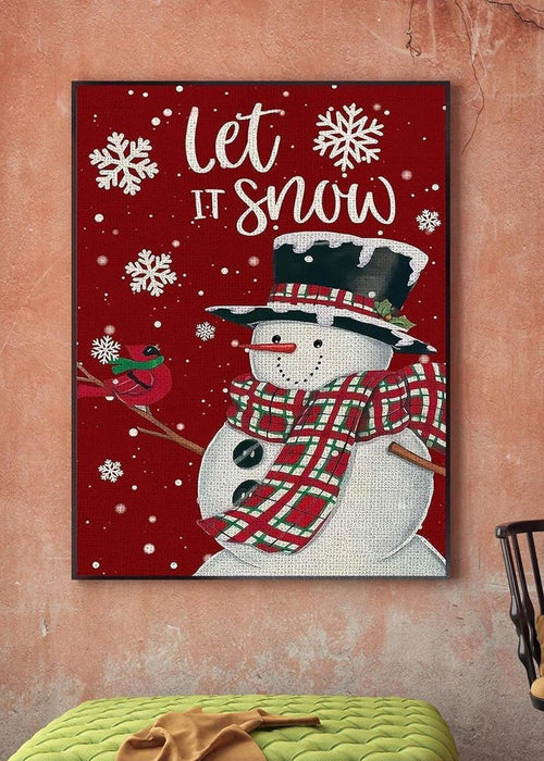 Let It Snow Snowman Art Print Paint By Diamond Kit