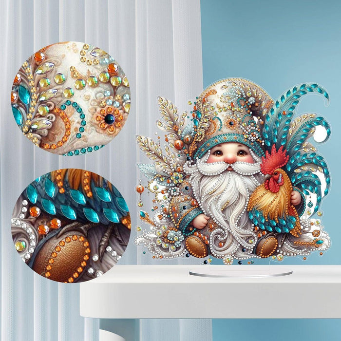 Majestic Rooster Gnome Design Paint By Diamond Kit