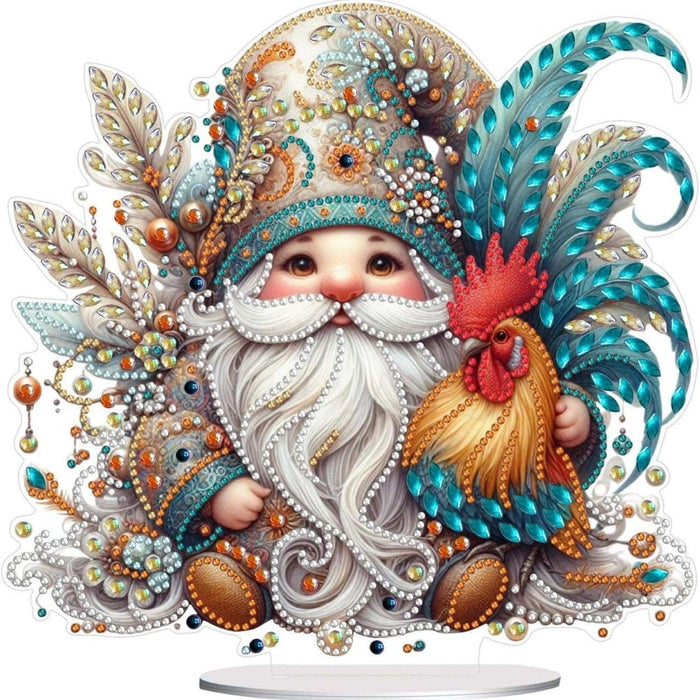 Majestic Rooster Gnome Design Paint By Diamond Kit