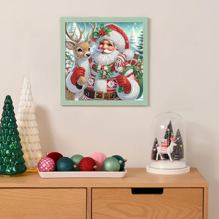 Santa And Reindeer Joy Design Paint By Diamond Kit