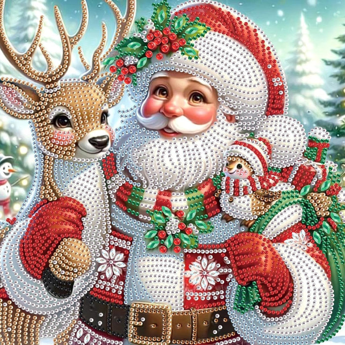 Santa And Reindeer Joy Design Paint By Diamond Kit