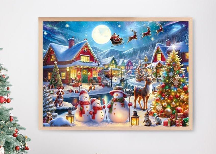 Santa Secret Village Print Paint By Diamond Kit