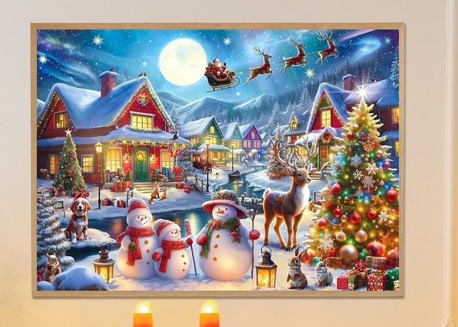 Santa Secret Village Print Paint By Diamond Kit