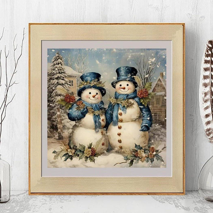 Smiling Snowman Print Paint By Diamond Kit