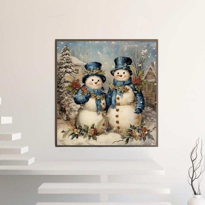 Smiling Snowman Print Paint By Diamond Kit