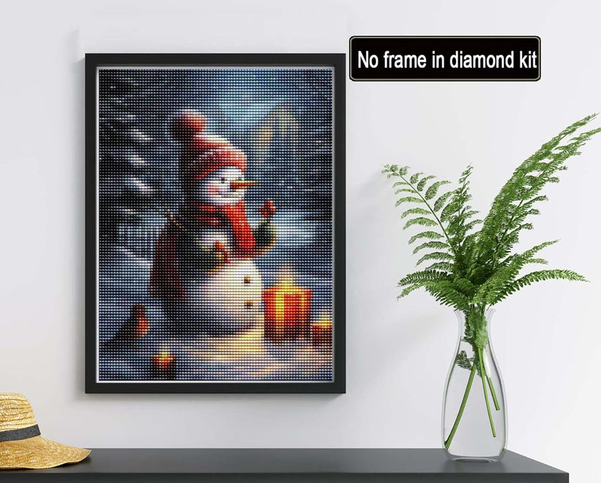 Snowman And Birds Paint By Diamonds Kit