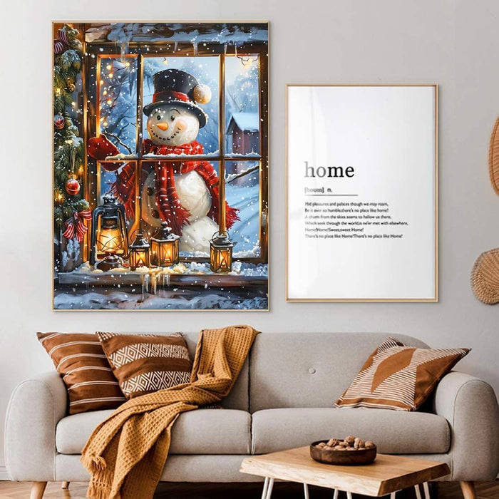 Snowman At The Window Paint By Diamonds Kit