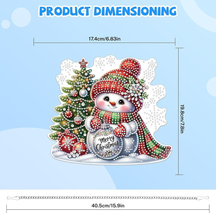 Snowman Hanging Ornament Paint By Diamonds Kit