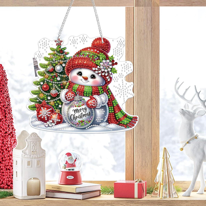 Snowman Hanging Ornament Paint By Diamonds Kit