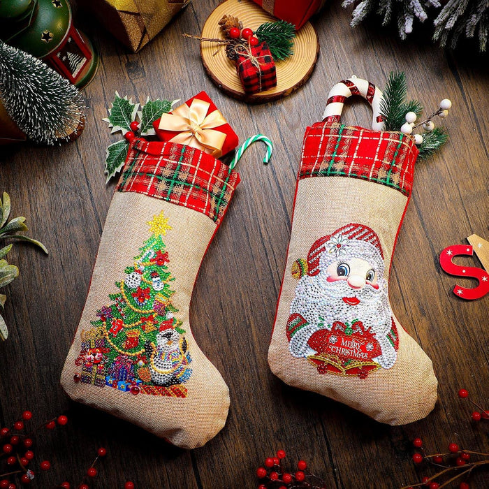 Sparkling DIY Christmas Stockings Paint By Diamonds Kit