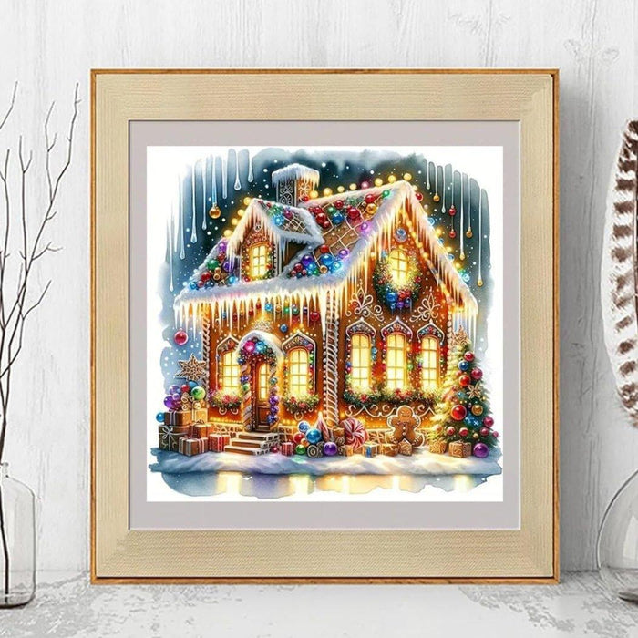 Sparkling Gingerbread House Print Paint By Diamond Kit