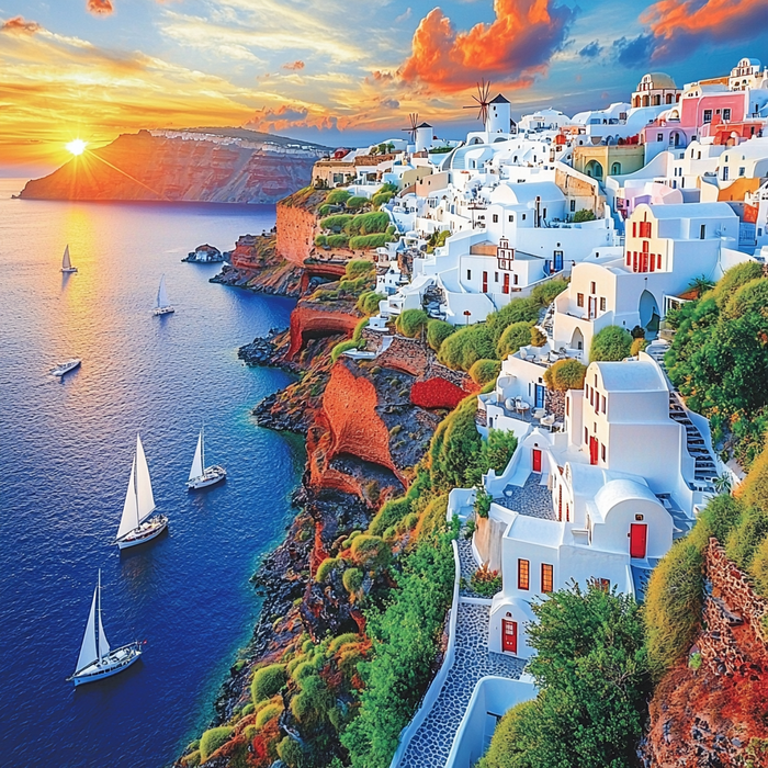 Santorini Caldera Paint By Color