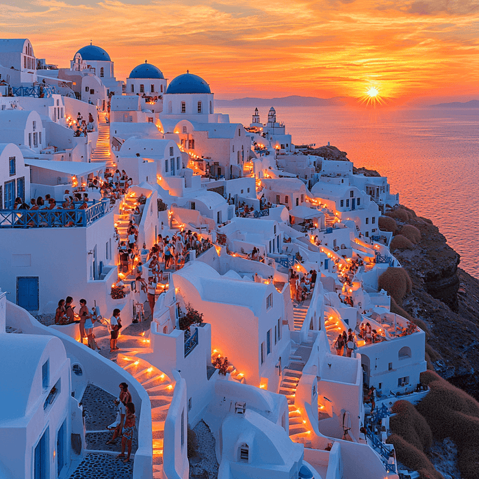 Santorini's Sunset DIY Paint By Diamonds