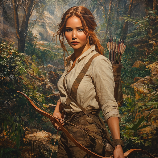 Jennifer Lawrence: The Fiery Spirit Of Katniss Everdeen Painting By Diamonds Kit