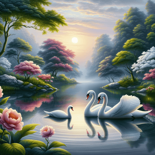 Elegant Swan Serenity Painting By Diamonds Kit