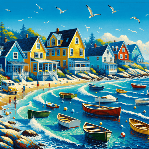 Charming Coastal Village Paint By Diamonds