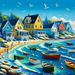 Charming Coastal Village Paint By Diamonds