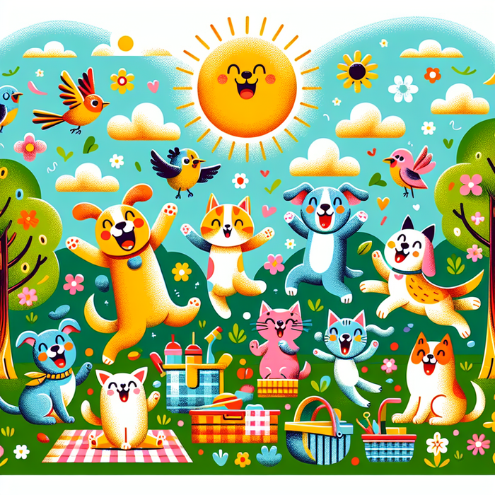 Playful Pets At The Park Painting Diamond Kit