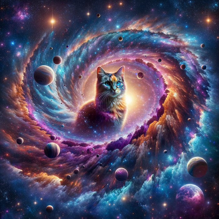 Cosmic Galaxy Cat 5D DIY Paint By Diamond Kit